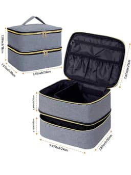Dual Layer Nail Polish Storage Box With Tool Organizer, Adjustable Dividers Makeup Bag Pouch For Manicurists Travel Essential