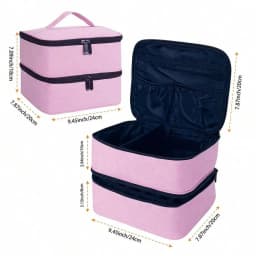 Dual Layer Nail Polish Storage Box With Tool Organizer, Adjustable Dividers Makeup Bag Pouch For Manicurists Travel Essential