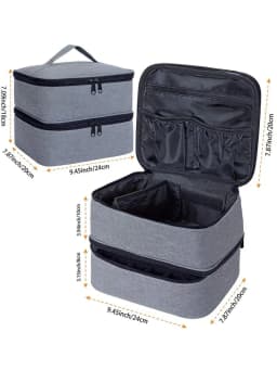 Dual Layer Nail Polish Storage Box With Tool Organizer, Adjustable Dividers Makeup Bag Pouch For Manicurists Travel Essential