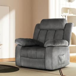 Electric Heated Massage Recliner Chair Velvet Lounge Sofa Grey