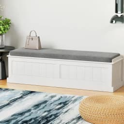 140cm Grey Fluted Storage Ottoman Bench Blanket Box for Bedroom Living Room