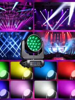 MINGJIE 1/2/4PCS 265W 19x15W RGBW LED Wash Moving Head Light with RDM Function – 16/24 Channel DMX Stage Lighting for DJ, Club, Party