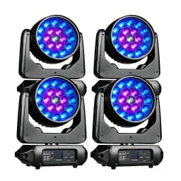 MINGJIE 1/2/4PCS 265W 19x15W RGBW LED Wash Moving Head Light with RDM Function – 16/24 Channel DMX Stage Lighting for DJ, Club, Party