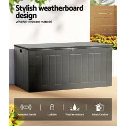 830L Lockable Outdoor Storage Box Garden Bench Tool Shed Black