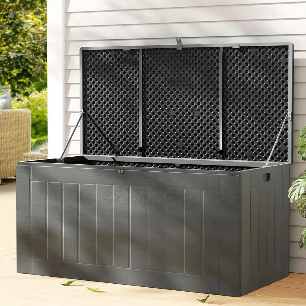 830L Lockable Outdoor Storage Box Garden Bench Tool Shed Black