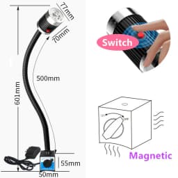9W LED CNC Machine Lathe Light with Magnetic Base Flexible Gooseneck Work Lamp