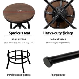Adjustable Wood Bar Stool Set for Kitchen Counter and Dining Room Modern Swivel Seat with Backrest Solid Wood Legs Indoor Home Use