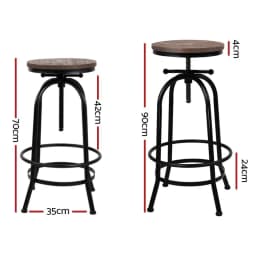 Adjustable Wood Bar Stool Set for Kitchen Counter and Dining Room Modern Swivel Seat with Backrest Solid Wood Legs Indoor Home Use