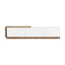 Extendable White Oak TV Cabinet Entertainment Unit Stand Modern Storage Media Console for Living Room