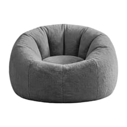 Soft Faux Fur Round Bean Bag Cover No Filler Large Washable Stuffed Animal Storage Beanbag Seat Cover for adults Kids Teens Grey