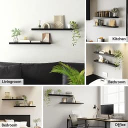 Floating Wall Shelf Set of 2 Black 90CM Modern Minimalist Storage Display Shelves