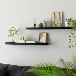 Floating Wall Shelf Set of 2 Black 90CM Modern Minimalist Storage Display Shelves