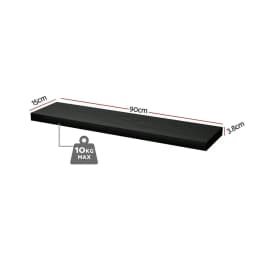Floating Wall Shelf Set of 2 Black 90CM Modern Minimalist Storage Display Shelves