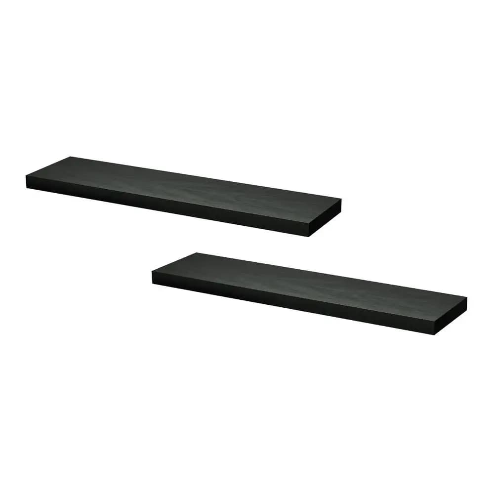Floating Wall Shelf Set of 2 Black 90CM Modern Minimalist Storage Display Shelves