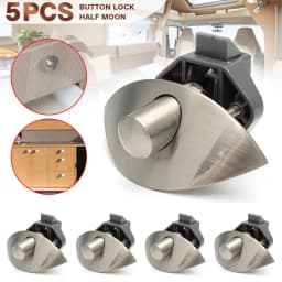 5X Half Moon Handle Caravan RV Cupboard/ Drawer Zinc Alloy Push Lock Latch Knob