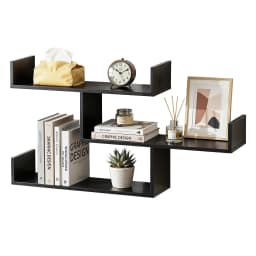 3 Tier Black Floating Wall Shelf Space Saving Wall Mounted Display Organizer for Home Bedroom Kitchen Bathroom Storage