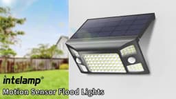 Intelamp Long Life 1300LM 4000mah Outdoor Solar Lights 6H Charge Lighting All Night With Two Motion Sensors 180° Wide-Angle Large Solar Panel Solar Lamp IP65 For Street Garden Path Yard Wall