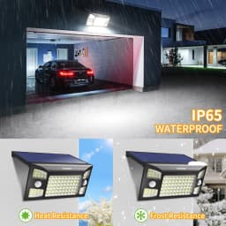 Intelamp Long Life 1300LM 4000mah Outdoor Solar Lights 6H Charge Lighting All Night With Two Motion Sensors 180° Wide-Angle Large Solar Panel Solar Lamp IP65 For Street Garden Path Yard Wall
