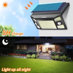 Intelamp Long Life 1300LM 4000mah Outdoor Solar Lights 6H Charge Lighting All Night With Two Motion Sensors 180° Wide-Angle Large Solar Panel Solar Lamp IP65 For Street Garden Path Yard Wall