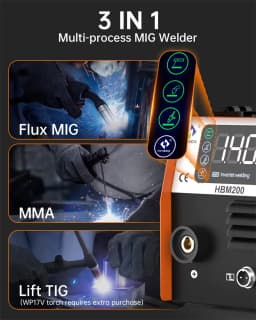 HITBOX HBM200 Welder 3 in 1 Welding Machine LIFT TIG/MMA/MIG Non Gas Semi-automatic Inverter Welder Synergy Tool For Gasless Soldering 220V