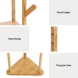 Bamboo Clothes Rack Airer Coat Stand with 9 Hooks Freestanding Garment Organizer for Home Entryway Storage