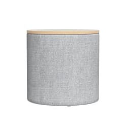 Storage Ottoman Blanket Box 40cm Round Grey Linen Upholstered Footstool with Hidden Storage for Living Room Bedroom Nursery