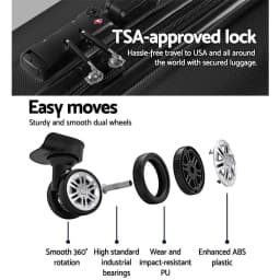 3 Piece 20 24 28 Inch Hard Shell Spinner Luggage Set TSA Lock Carry On Travel Suitcase Black