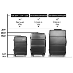 3 Piece 20 24 28 Inch Hard Shell Spinner Luggage Set TSA Lock Carry On Travel Suitcase Black