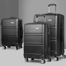 3 Piece 20 24 28 Inch Hard Shell Spinner Luggage Set TSA Lock Carry On Travel Suitcase Black