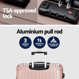 28 Inch ABS Hard Shell Luggage Set with TSA Lock Rose Gold Travel Suitcase Organizer Durable Lightweight Spinner Case