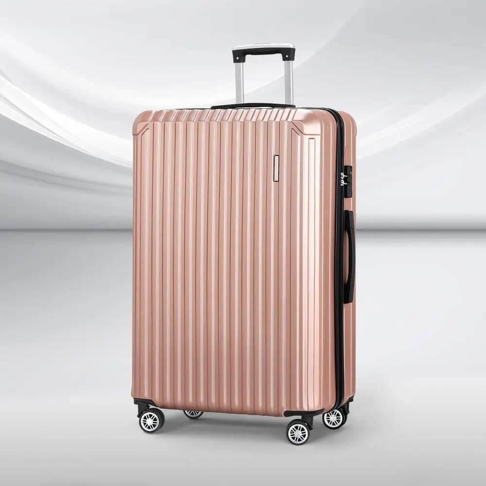 28 Inch ABS Hard Shell Luggage Set with TSA Lock Rose Gold Travel Suitcase Organizer Durable Lightweight Spinner Case