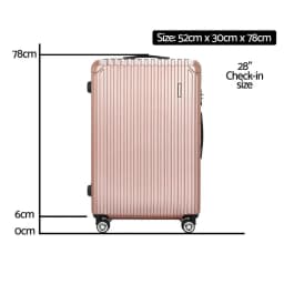 28 Inch ABS Hard Shell Luggage Set with TSA Lock Rose Gold Travel Suitcase Organizer Durable Lightweight Spinner Case