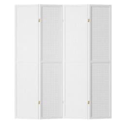 4 Panel White Pegboard Room Divider Screen 164x170cm Freestanding Folding Partition Organizer Display Backdrop