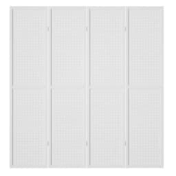 4 Panel White Pegboard Room Divider Screen 164x170cm Freestanding Folding Partition Organizer Display Backdrop