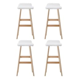 4 Pack White Wooden Bar Stools Counter Height for Kitchen Island Dining Room Home