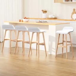 4 Pack White Wooden Bar Stools Counter Height for Kitchen Island Dining Room Home