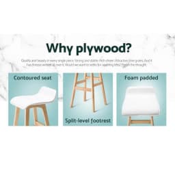 4 Pack White Wooden Bar Stools Counter Height for Kitchen Island Dining Room Home
