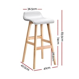 4 Pack White Wooden Bar Stools Counter Height for Kitchen Island Dining Room Home