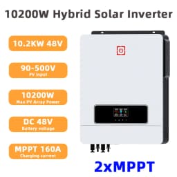 Y&H 10.2KW Hybrid Solar Inverter 48V 230V Pure Sine Wave Off Grid On Grid Inverter MPPT 160A Solar Charger for Lithium Battery Home Energy Storage System with BMS WiFi(Optional), Local Warehouse Fast Delivery