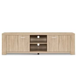 160cm Pine TV Cabinet Entertainment Unit Modern Wooden Storage Media Console for Living Room