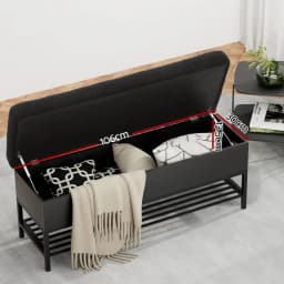 Boucle Storage Ottoman Blanket Box 110cm Upholstered Bedroom Bench with Shelf