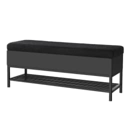 Boucle Storage Ottoman Blanket Box 110cm Upholstered Bedroom Bench with Shelf