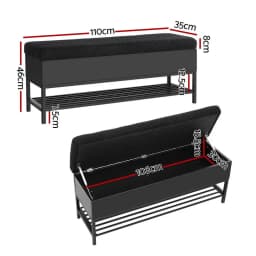 Boucle Storage Ottoman Blanket Box 110cm Upholstered Bedroom Bench with Shelf