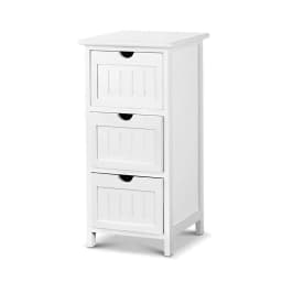 White 3 Drawer Bedside Table Bathroom Storage Cabinet Narrow Wooden Nightstand Organizer for Bedroom Living Room Home Use