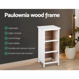 White 3 Drawer Bedside Table Bathroom Storage Cabinet Narrow Wooden Nightstand Organizer for Bedroom Living Room Home Use