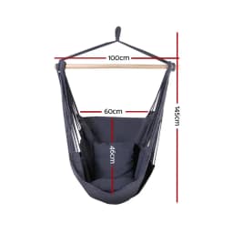 Outdoor Camping Hammock Chair with Cushion Pillow Grey Relaxing Hanging Seat Comfortable Portable Garden Swing Chair