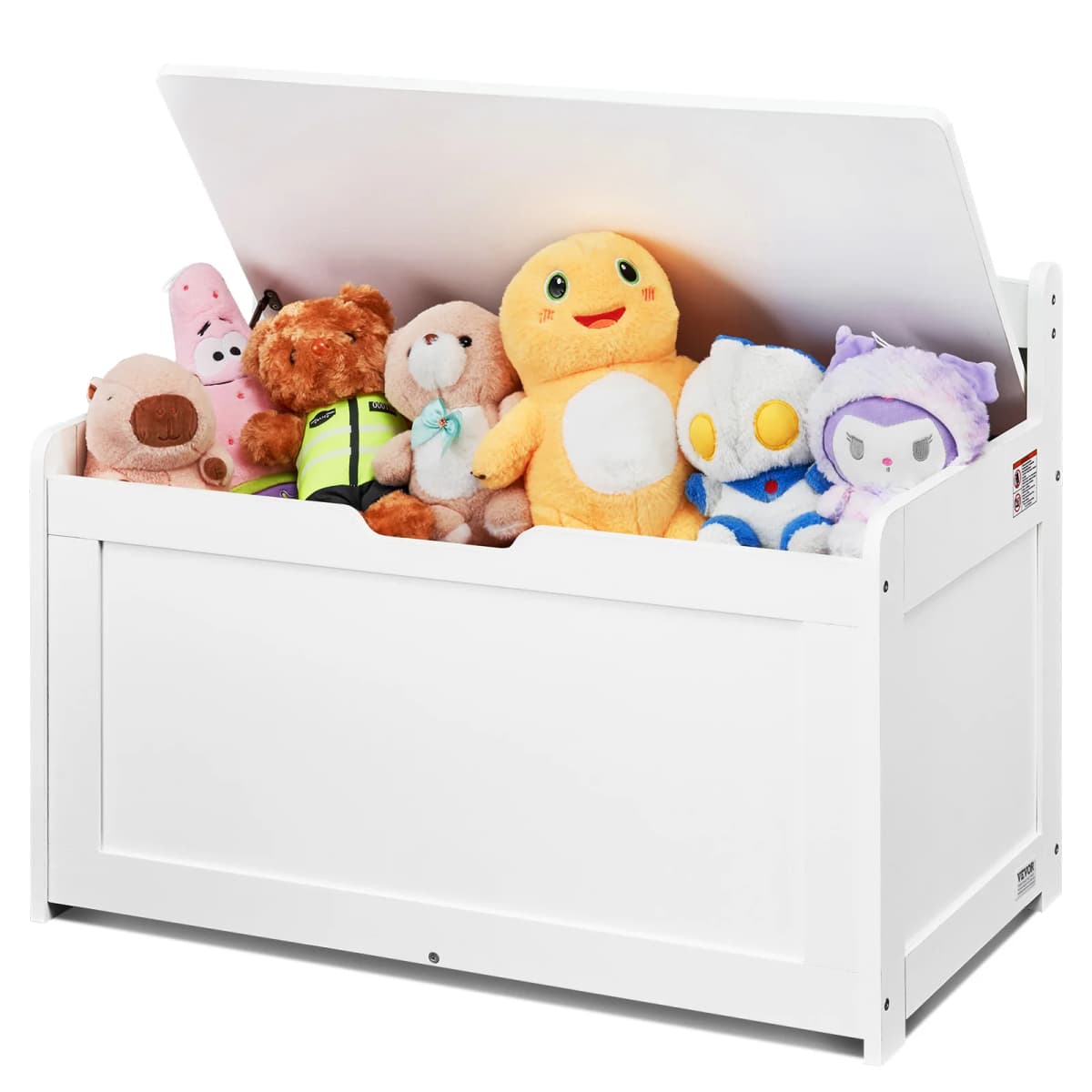 VEVOR Wooden Toy Chest for Kids Toddler Storage Box with Flip-Top Lid and Safety Hinge for Playroom Living Room or Entry