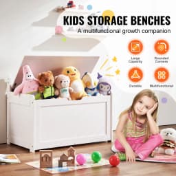 VEVOR Wooden Toy Chest for Kids Toddler Storage Box with Flip-Top Lid and Safety Hinge for Playroom Living Room or Entry