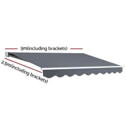 Retractable Folding Arm Awning Manual Sunshade Outdoor Patio Window Canopy 3M x 2.5M Grey