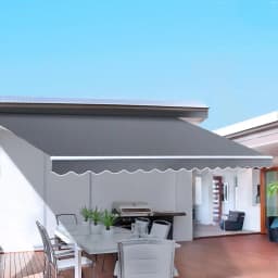 Retractable Folding Arm Awning Manual Sunshade Outdoor Patio Window Canopy 3M x 2.5M Grey